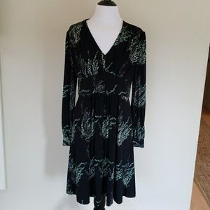 Empire waist long sleeved black floral dress